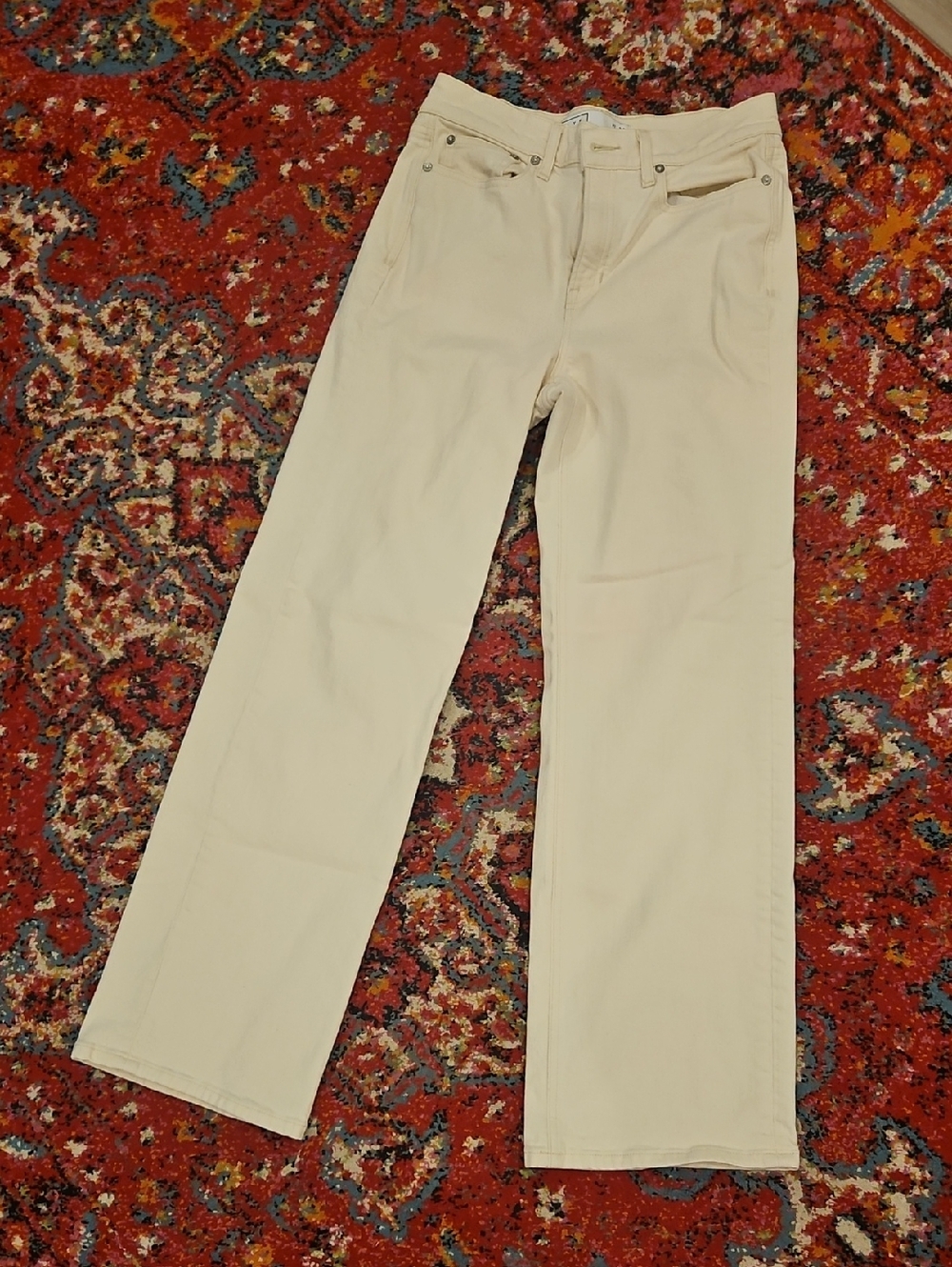 AYR Cream Straight-Leg Jeans